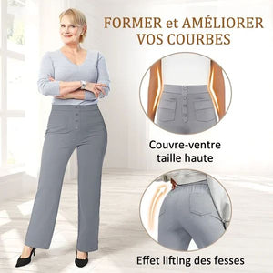 Pantalon décontracté à jambe droite et taille haute