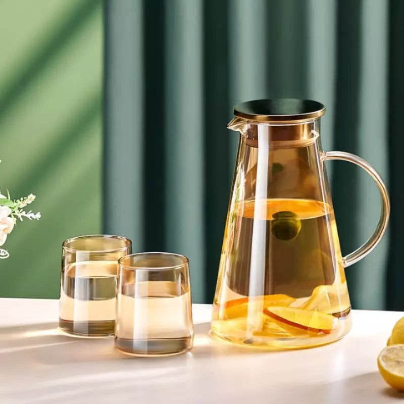 Carafe en verre de 2L avec couvercle en borosilicate