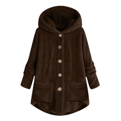 Manteau en peluche à manches longues pour femmes