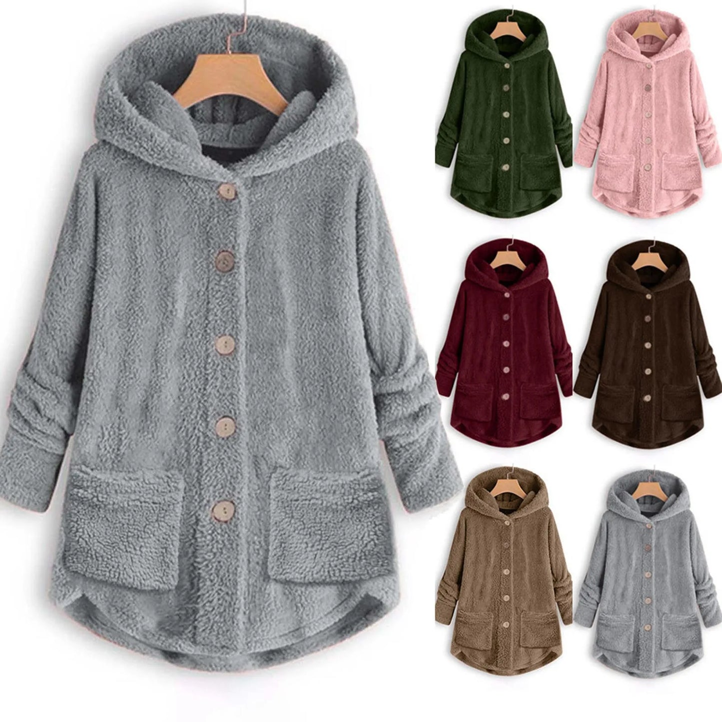 Manteau en peluche à manches longues pour femmes