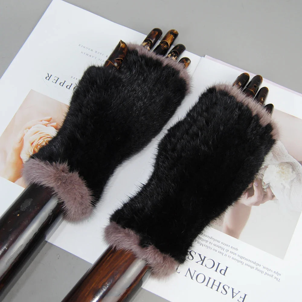 Mink Fur Knitted Gloves Beatrice