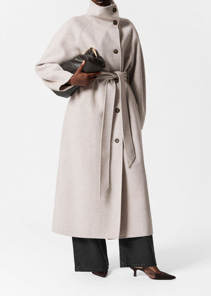 Funnel-Collar Wool Coat