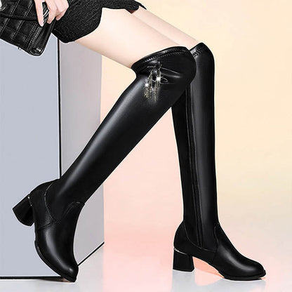 Bottes en Cuir Chaudes Pour Femmes